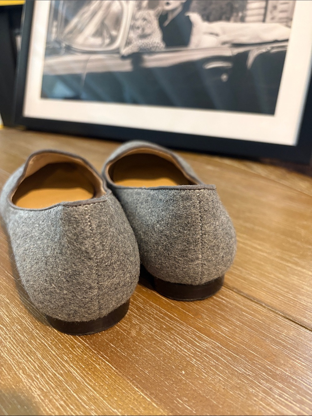 Talbots Gray Wool Embroidered Gift & Car Flats - Picture 4 of 6